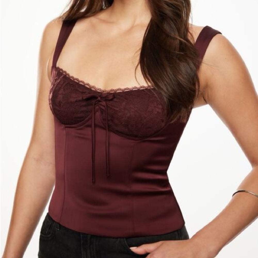 NWT Dynamite Maroon Lace and Satin Tank